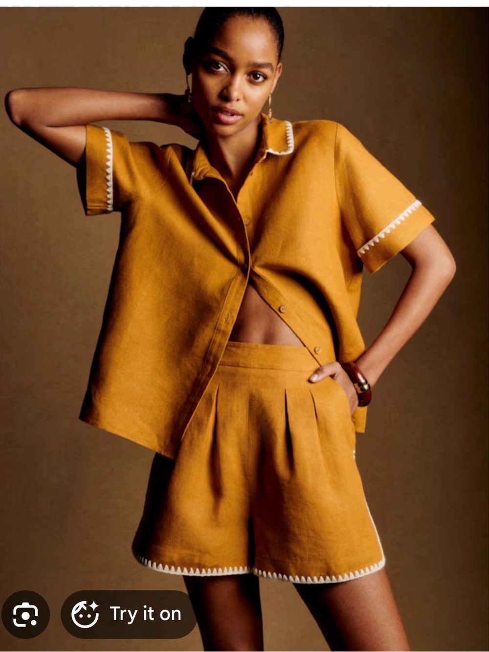 Sézane Linen Shorts Set